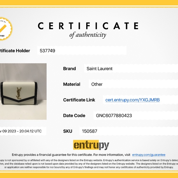 Saint Laurent YSL Uptown Blanc Natural & Noir Leather Wallet on a Chain NEW - Picture 2 of 10